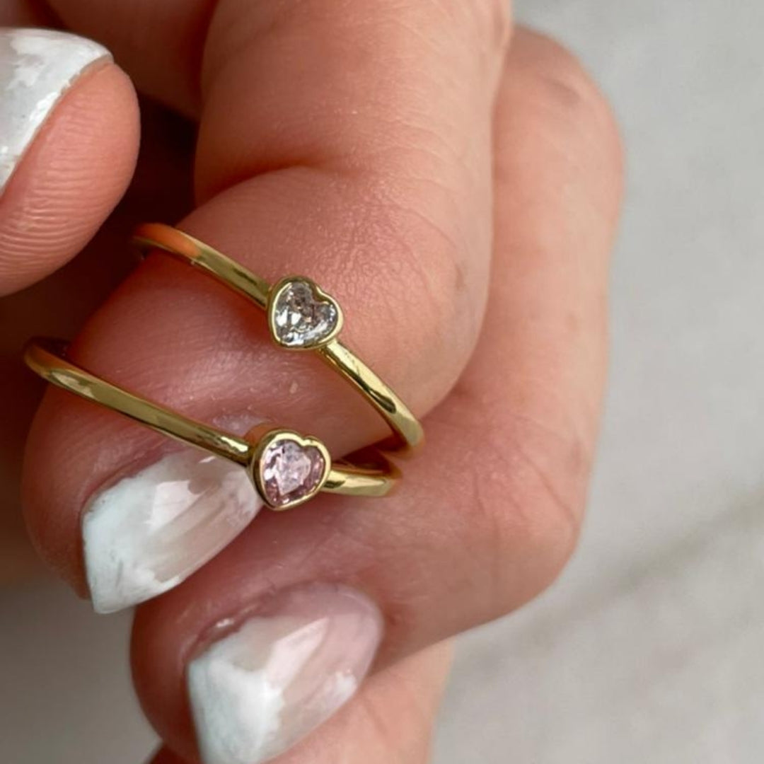 Anillo Slim Heart Cristal Pink SOPHIE CROWN