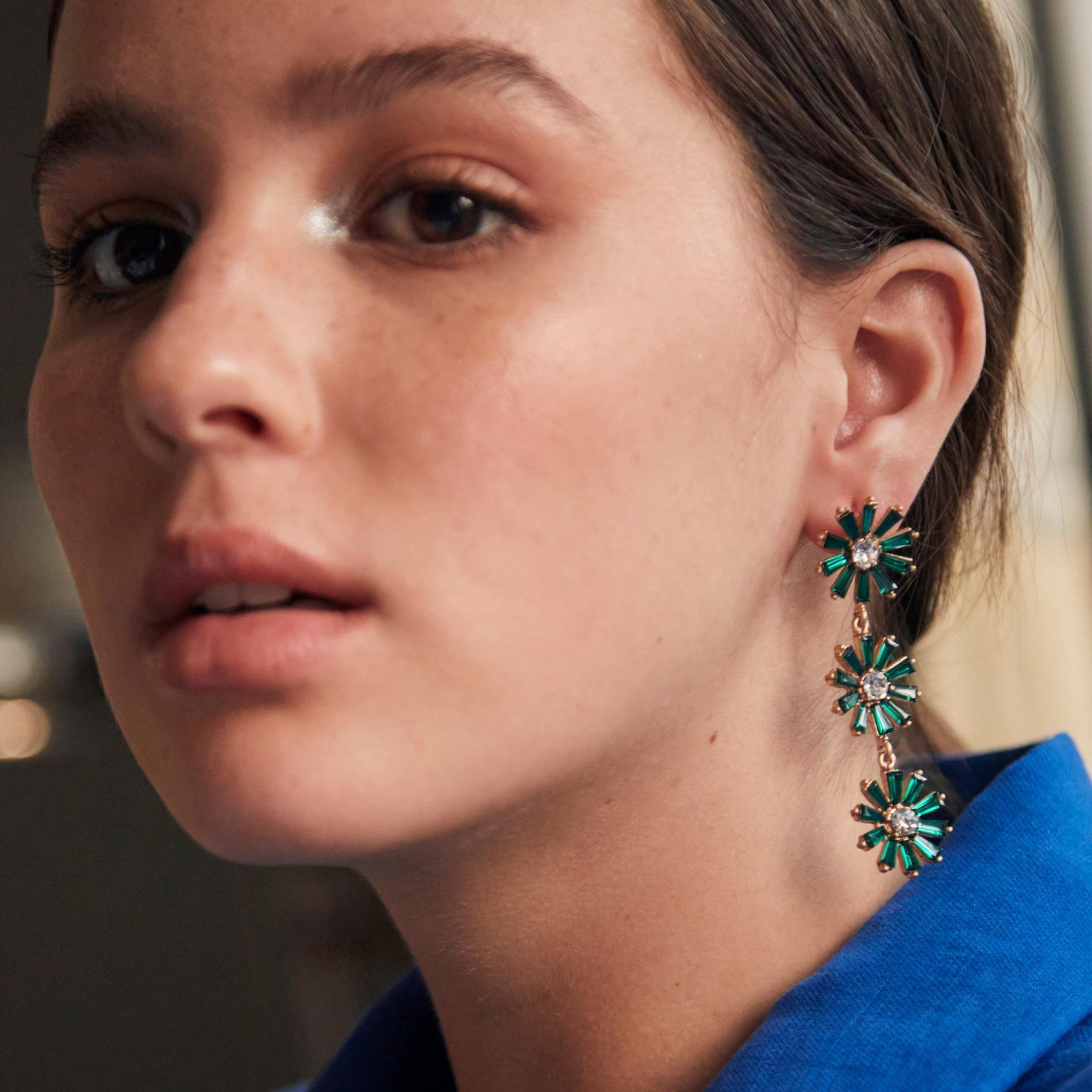 Arete Triple Flower Cristal Green SOPHIE CROWN