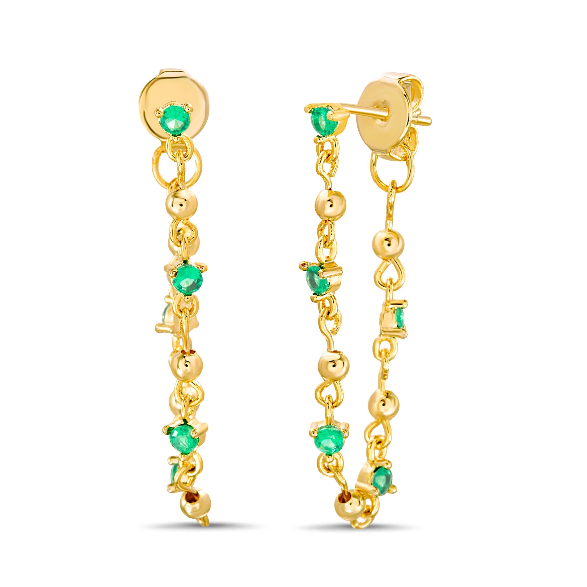 Arete cadena esmeralda SOPHIE CROWN
