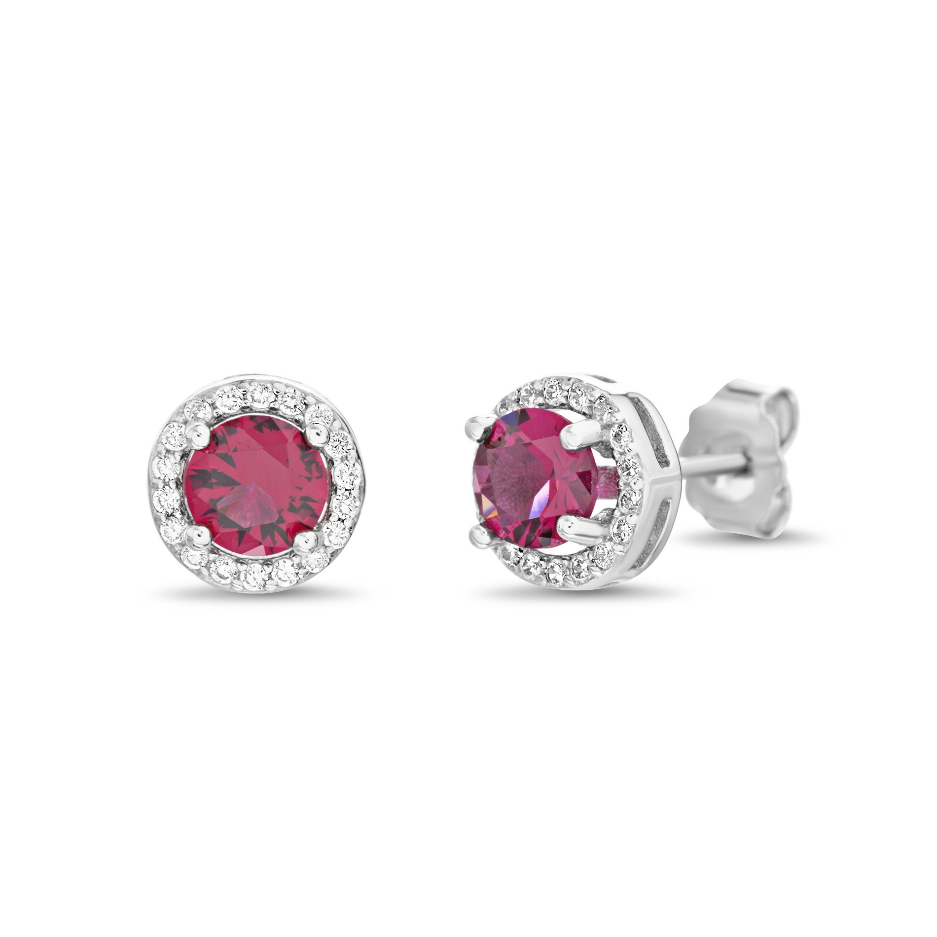 Arete  chubby cristales fucsia silver SOPHIE CROWN