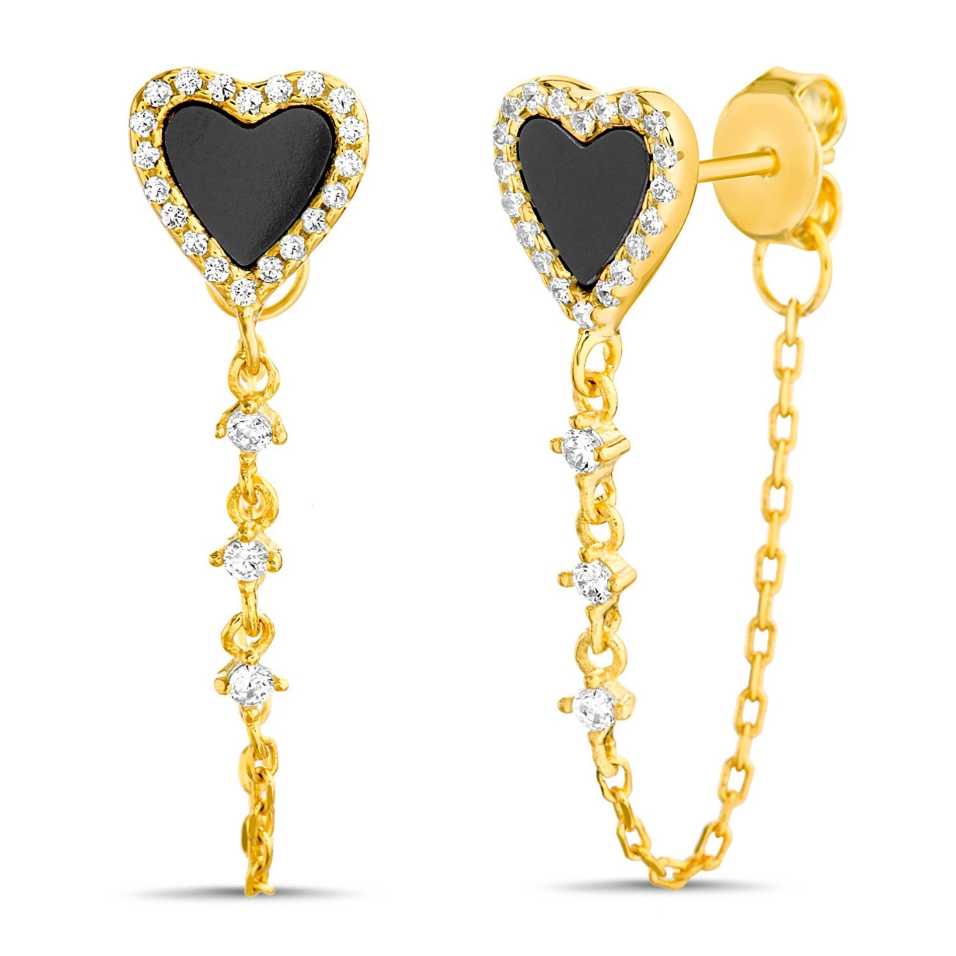 Arete corazon cadena black SOPHIE CROWN