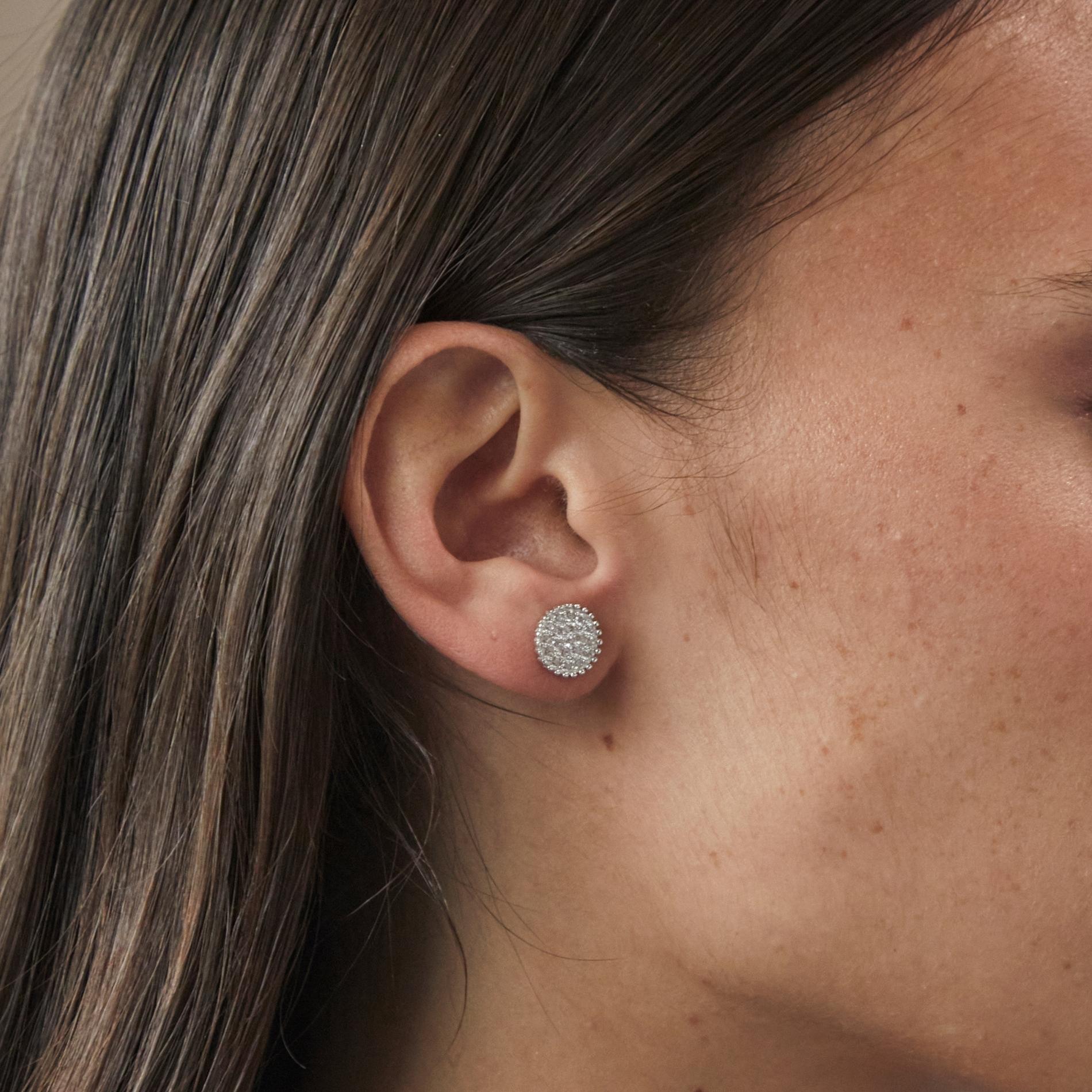 Arete redondo pave silver SOPHIE CROWN