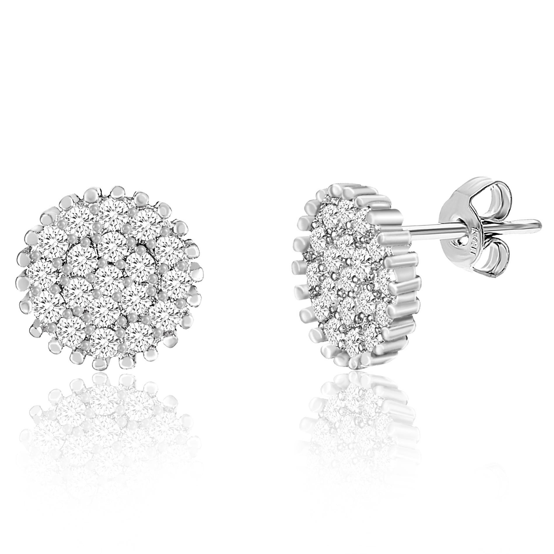 Arete redondo pave silver SOPHIE CROWN