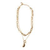 Collar doble cadena desigual dije oval zircon SOPHIE CROWN